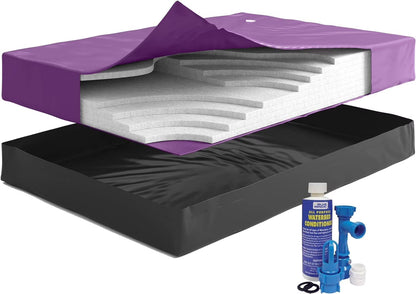 The Bedroom Store 99% Waveless Hardside Waterbed Mattress Bundle with Eight Wave Reducing Fiber Layers, Liner, Fill/Drain Kit & Conditioner, Frame Not Included, Size Super Single