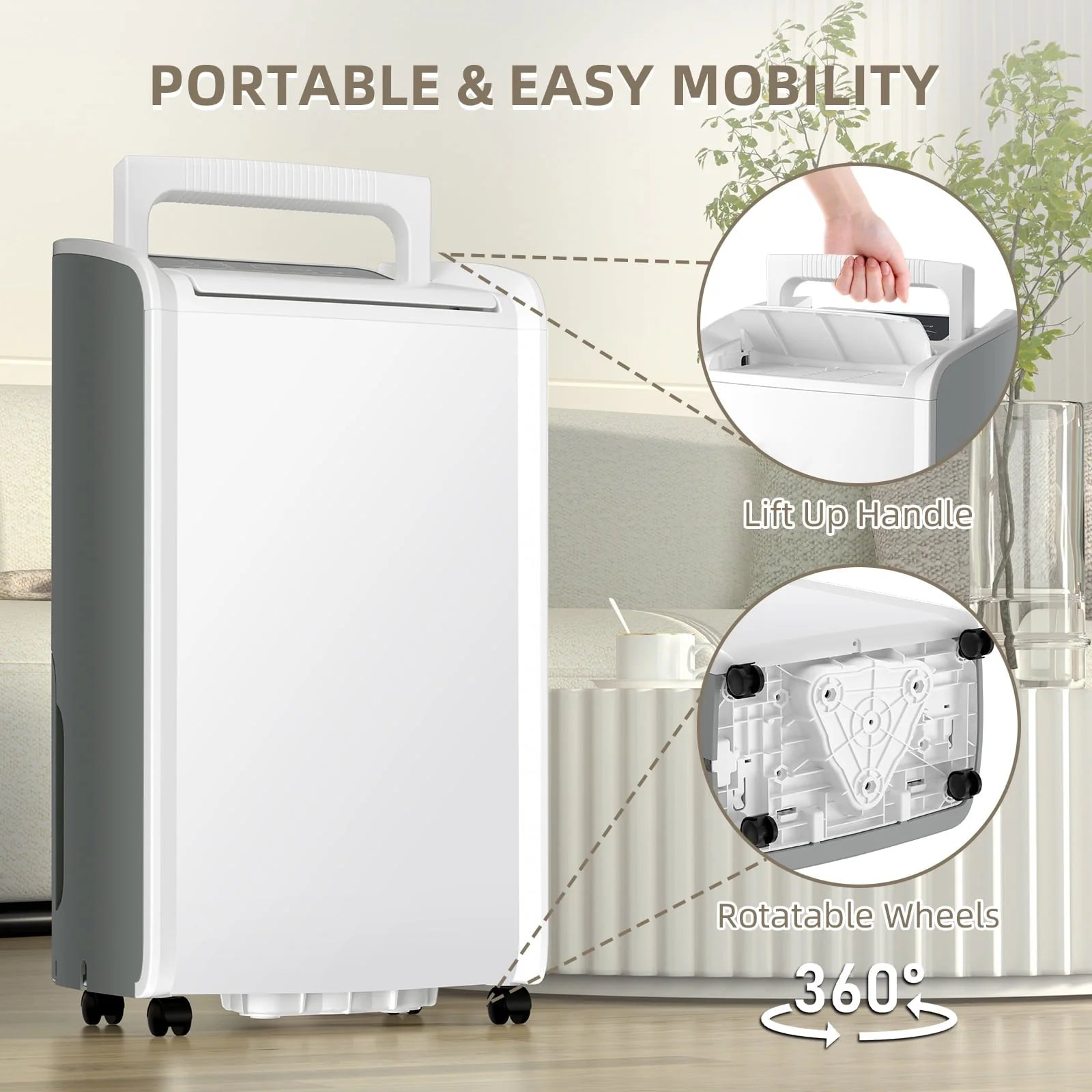 Rocyis 70 Pints 4,500 Sq. Ft. Home Dehumidifier for Large Room, Basement with Auto Shut off, Drain Hose, Reusable Filter Humidity Control for Bedroom, Bathroom