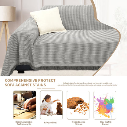 HDCAXKJ Washable L Shape Sofa Covers Reversible Sectional Couch Covers Corner Sofa Slipcovers Blankets Sofa Cover for Living Room Home Decor,91"x252",Gray