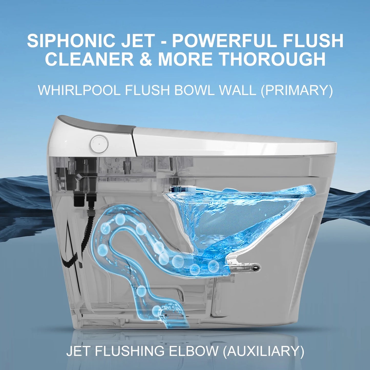 Bidet Smart Toilet with Heat Seat, Auto Flush, Dryer, LED Display T03 One Piece Elongated