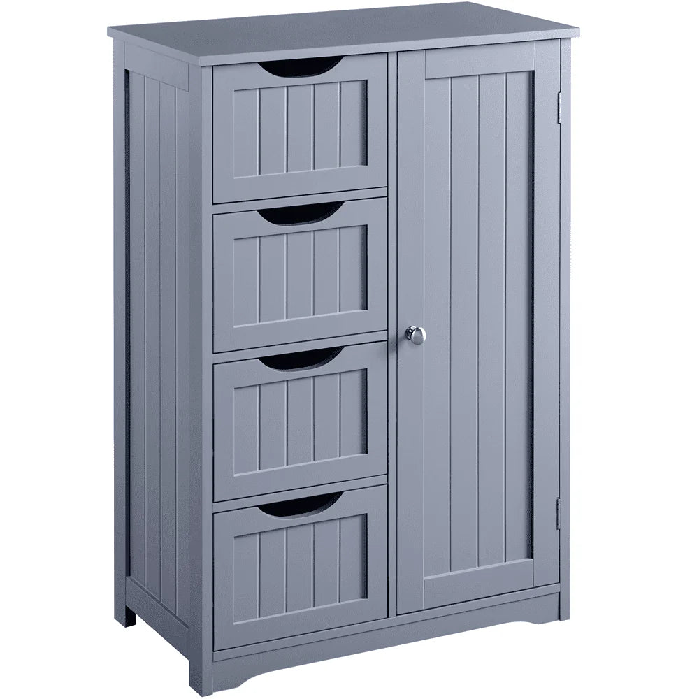 Easyfashion Wooden Bathroom Cabinet Bathroom Storage Unit with 4 Drawers, Gray