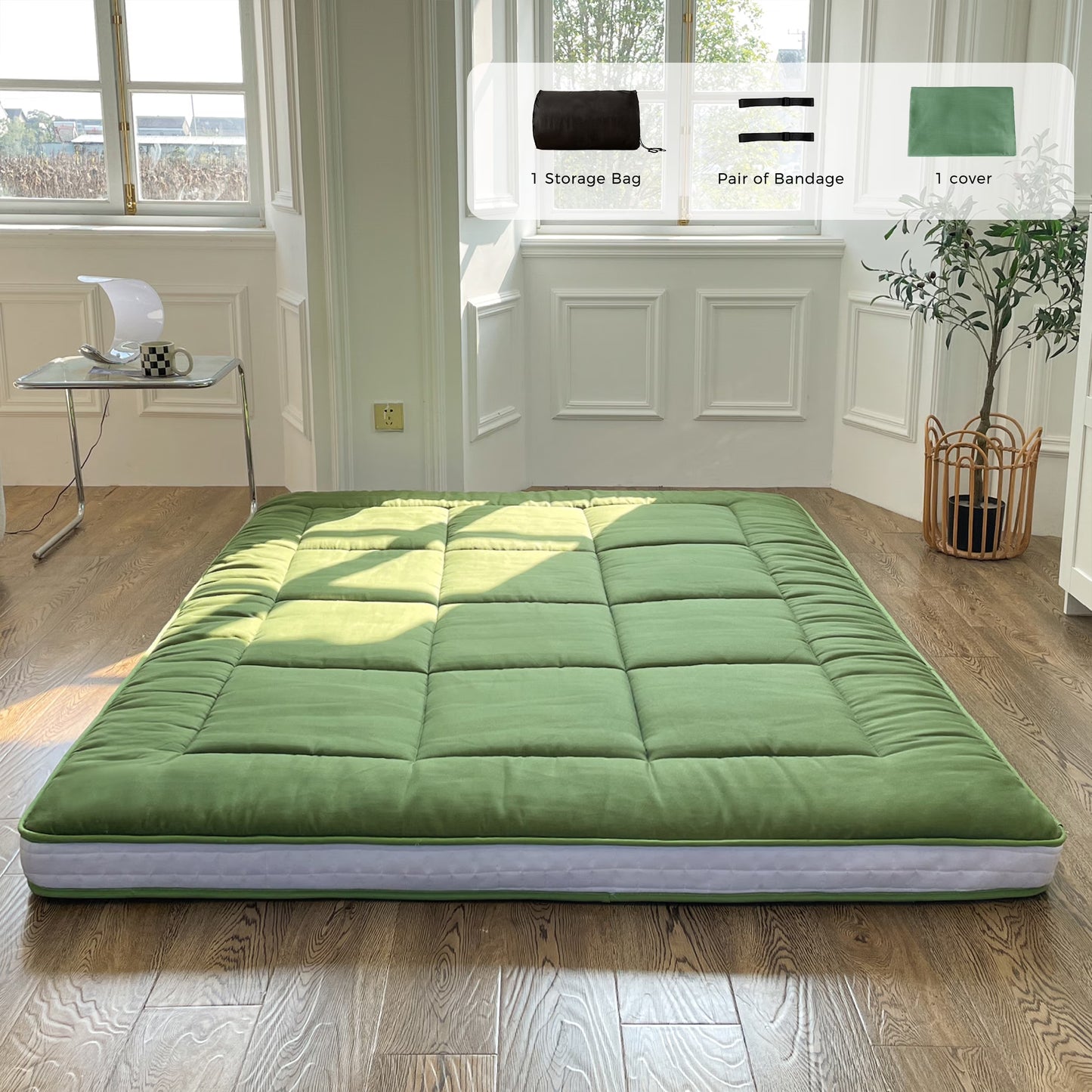 Futon Mattress, Padded Japanese Floor Mattress Quilted Bed Mattress Topper, Extra Thick Folding Sleeping Pad, Twin Size