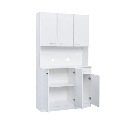 71" Tall Kitchen Storage Cabinet, Freestanding Kitchen Pantry Cabinet Cupboard with 6 Doors, 1 Open Shelf and 1 Drawer, Wood Storage Wardrobe, Organization Cabinet for Bedroom Kitchen Living Room