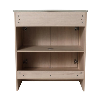 Holaki 30 Inch Freestanding Bathroom Vanity with Black Ceramic Sink & 2 Soft-Close Cabinet Doors, Plain Light Oak