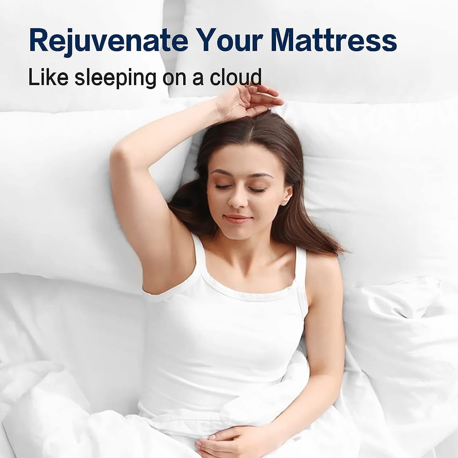 EMONIA 4 Inch Dual Layer Memory Foam Mattress Topper Queen, 2 Inch Cooling Gel Memory Foam Plus 2 Inch 100% 400TC Soft Extra Thick Mattress Pad Pillow Top Cover with 8-21" Deep Pocket for Back Pain