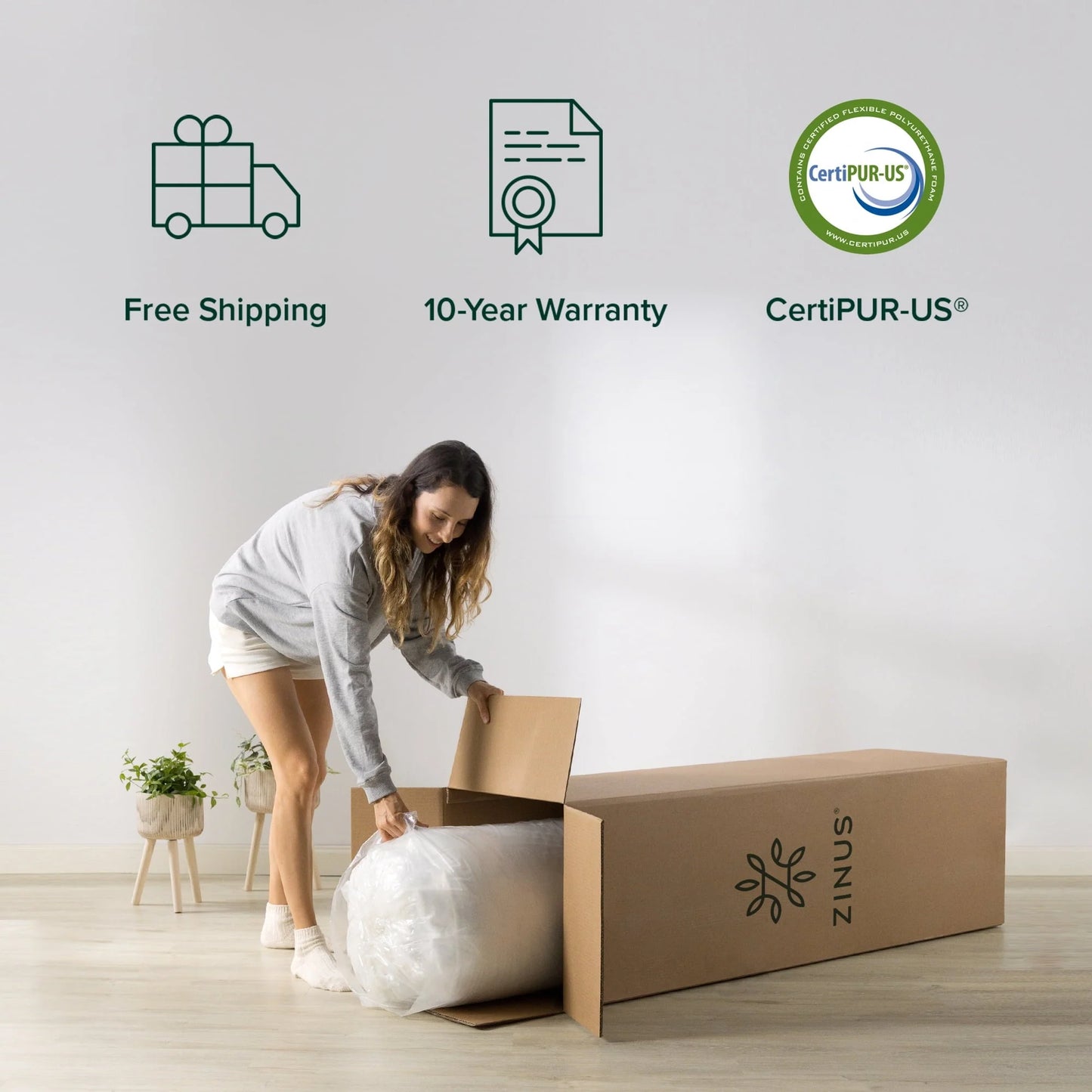 Zinus 10" Green Tea Luxe Queen Memory Foam Mattress, Made in the USA of US Foam and Global Materials