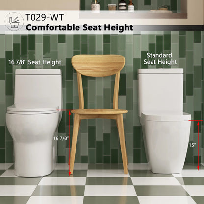 Aukfa T029-WT Elongated One Piece Toilet, Dual Flush 1.1/1.6 GPF Toilet for Bathroom, 12" Rough-In