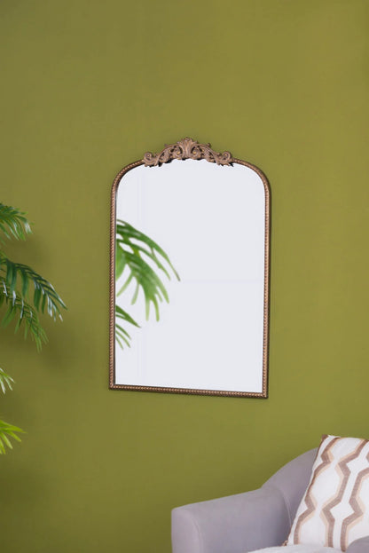 Mirror, Gold Arch Bathroom Vanity Mirror, 24" x 36" Baroque Inspired Wall Mirror,for Bathroom Bedroom Living Room,Gold