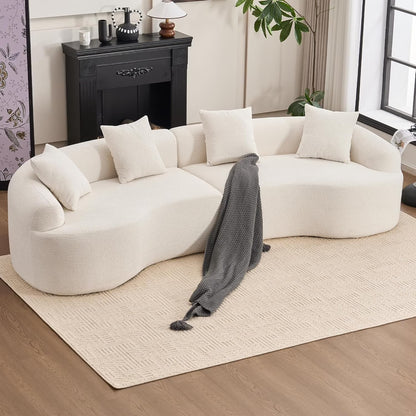 Loveseat Sectional Sofa for Living Room, 65’Modern Luxury Plush Chenille Extra Deep Seat Curved Cloud Floor Couch with 3 Throw Pillows for Small Spaces, No Assembly Needed, Sapphire Blue