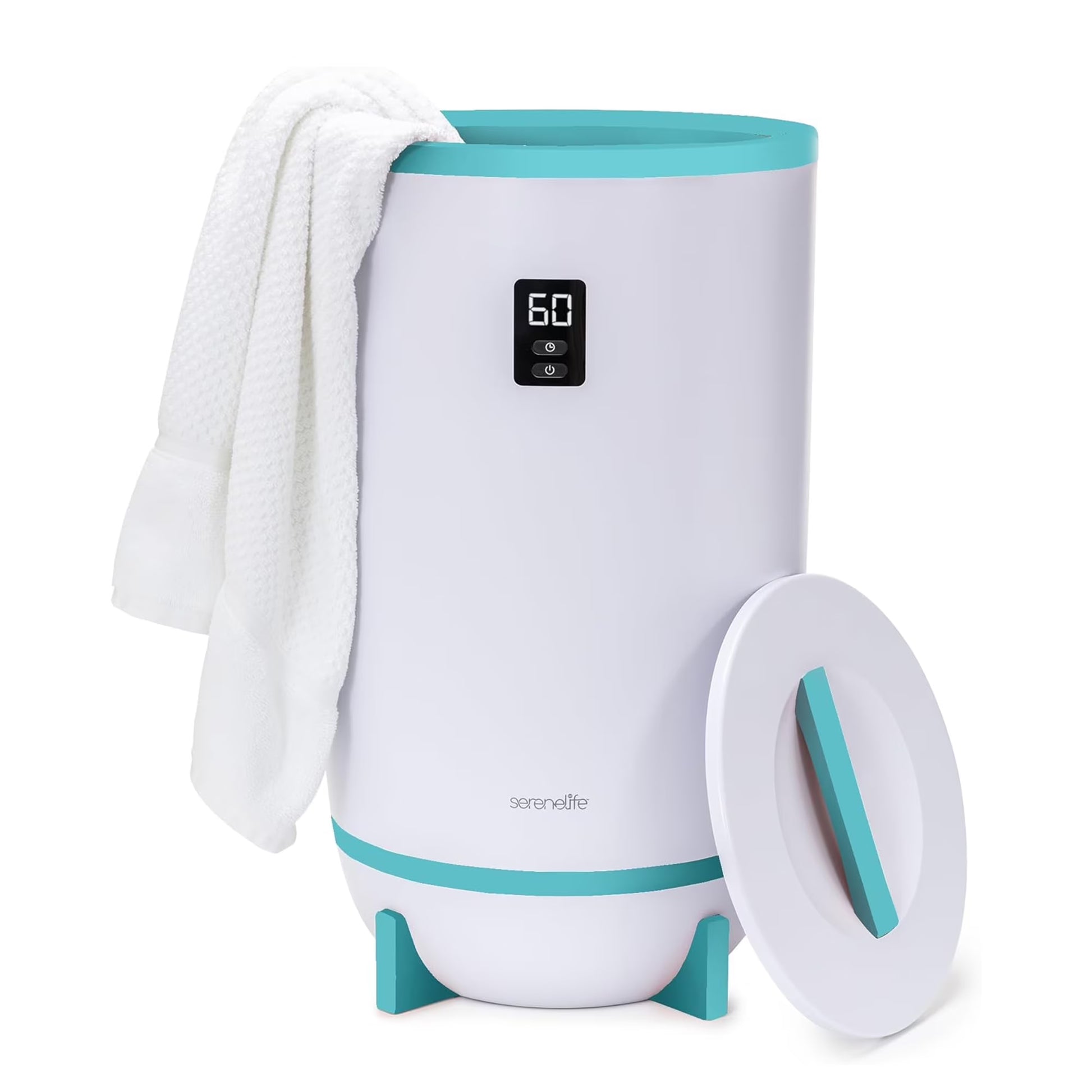 Single Touch Towel & Blanket Warmer with Fragrant Disc Holder and LED Ring (Gray)