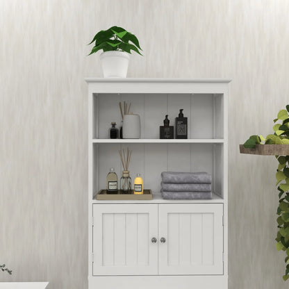 Over The Toilet Storage Cabinet, Over Toilet Bathroom Organizer with Storage Shelf & 2 Open Cabinet, 3-Tiers Bathroom Over Toilet Storage, Over The Toilet Storage Shelf for Bathroom, Laundry, White