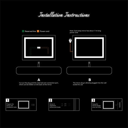 UBesGoo 32"x32'' Led Lighted Bathroom Mirror-Wall Mounted Touch Switch Illuminated Mirror,Vanity Mirrors for Home or Hotel,Silver