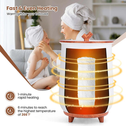 Costway 23L Bathroom Towel Warmer Bucket 4 Timer with Fragrance Holder & 3-Level Heating Brown