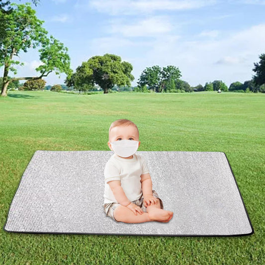 Camping Mat Aluminum Foil Sleeping Mattress Pad Waterproof Easy to Carry Folding Insulation Tent Pad Foam Sleeping Mat for Travel, Park 200cmx250cmx0.5cm
