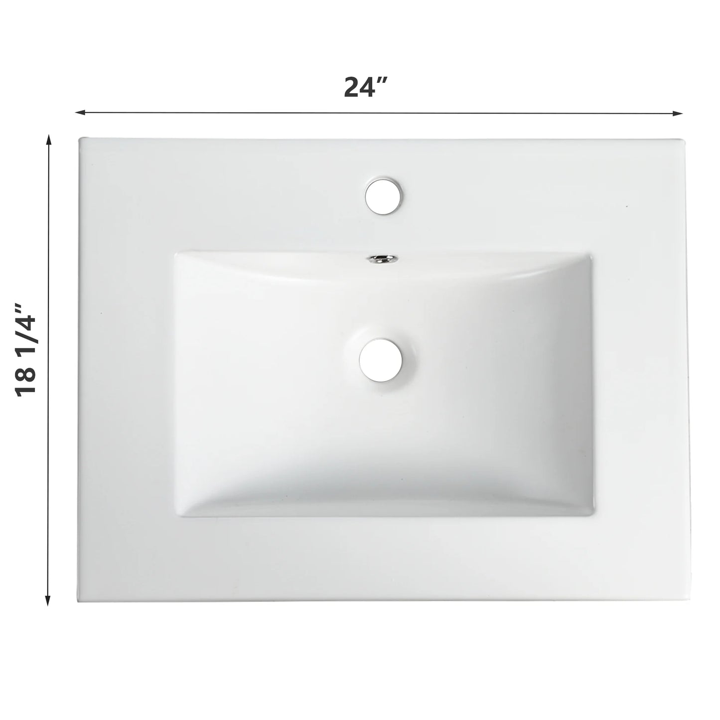 Miniyam 24" Ceramic Sink with Overflow, Drop in Bathroom Vessel Sink, White
