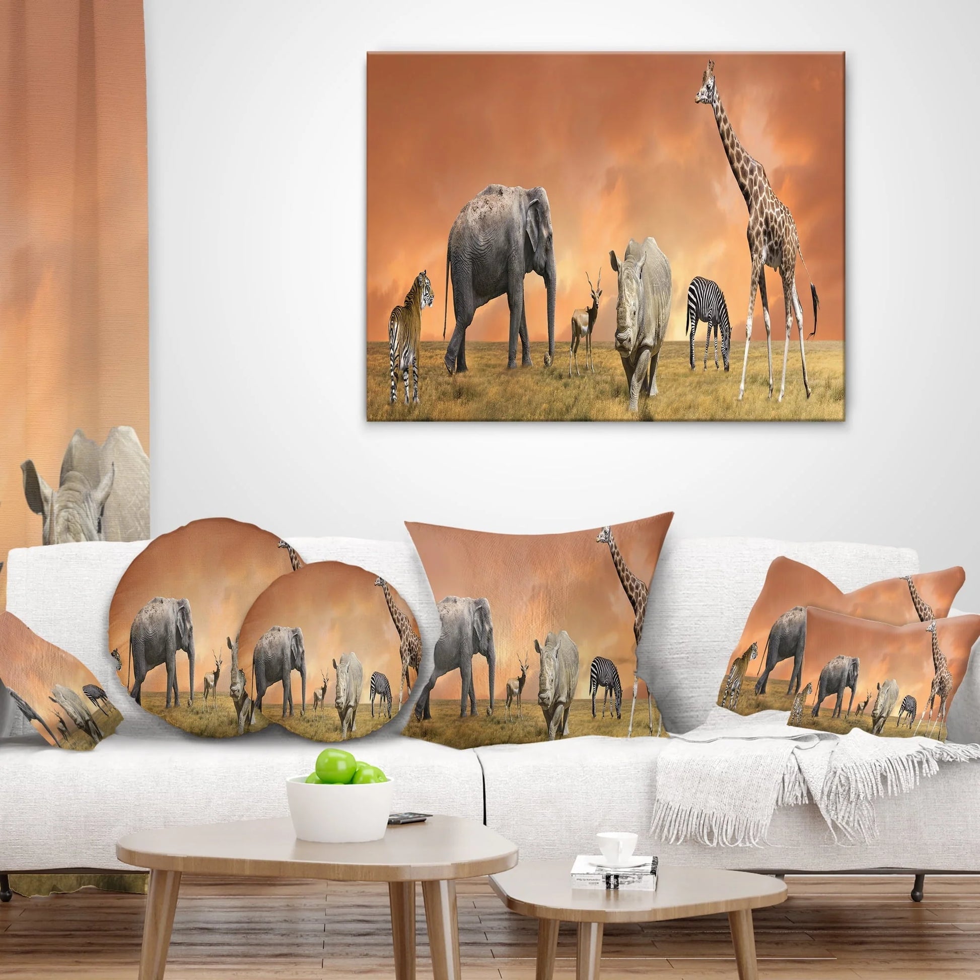 Designart Savannah Wildlife Panorama - African Throw Pillow - 12x20