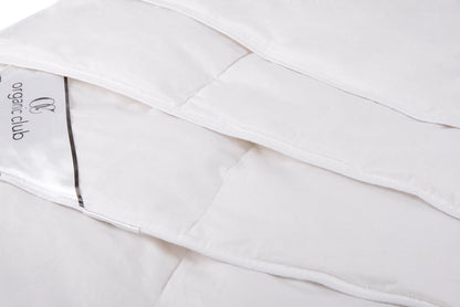 Organic Club Queen Cotton Duvet with Feather and Duck Down Filling 100% Cotton Cover Comforter All-Season Bedding Queen Size 87x87" (220x220 cm), Machine Washable, White