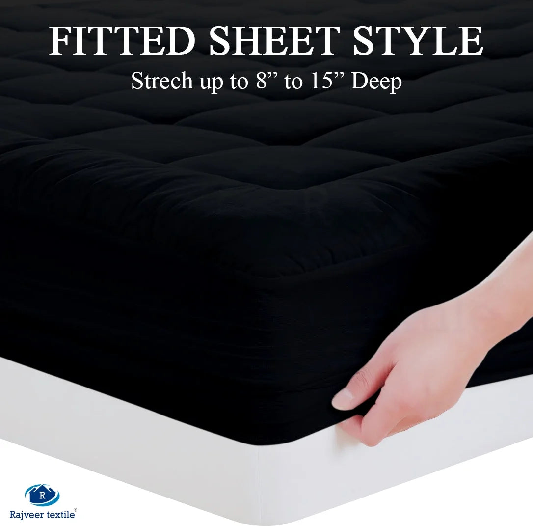 Twin Size- 1 Piece 800 GSM Down Alternative 3 Inch Thick Upto 15" Deep Pocket Fitted Mattress Topper Protector Extra Soft Comfortable Sleep for All Season- Twin(39X75 Inche), White