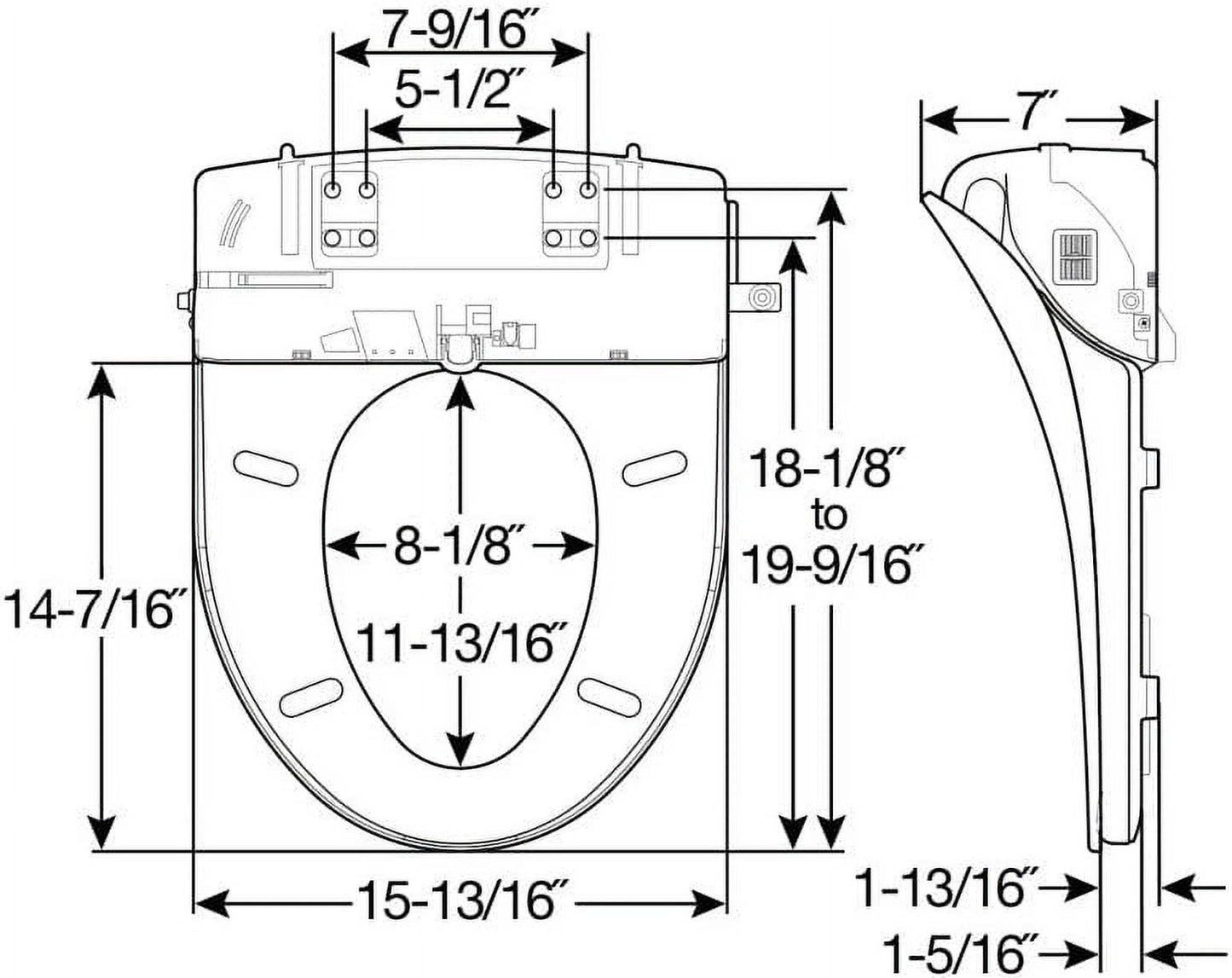 Bemis BMS-B1980NL-BID-BN-UBS Re Plus Heated Bidet Cleansing Spa with Hot Air Dryer