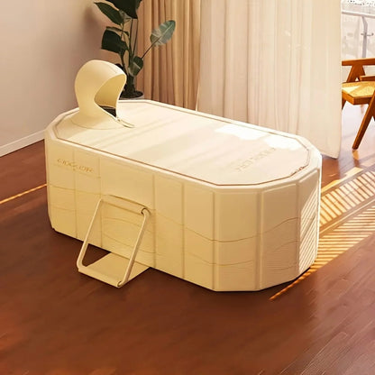 Portable Hot Tub & Ice Bath - Foldable, No Installation, Dual Drainage - Relaxation, Cold Water Therapy, Perfect Gift for Christmas & Halloween - Beige