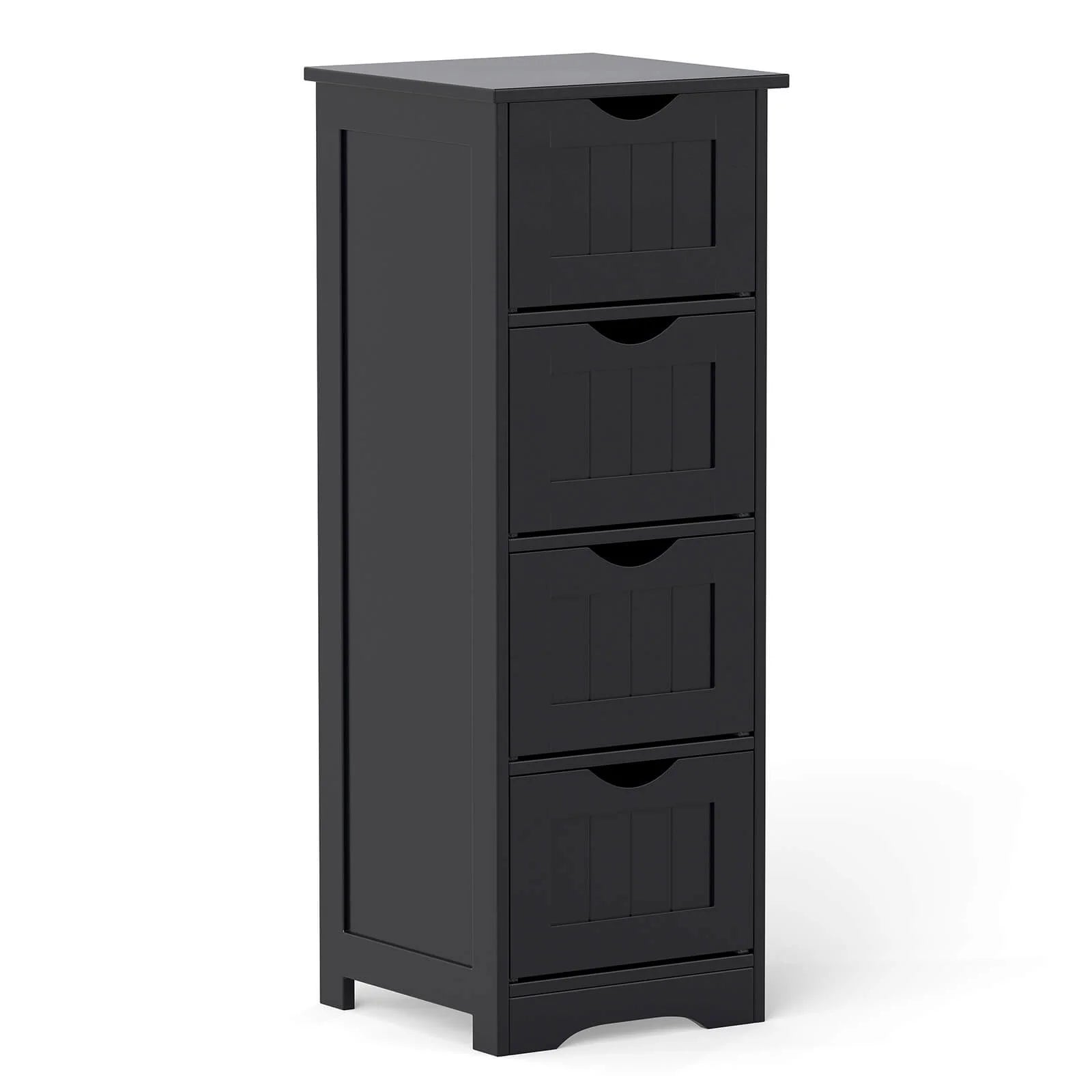 Costway 32.5'' Bathroom Floor Cabinet with Anti-tipping Device Freestanding Towel Cabinet Black
