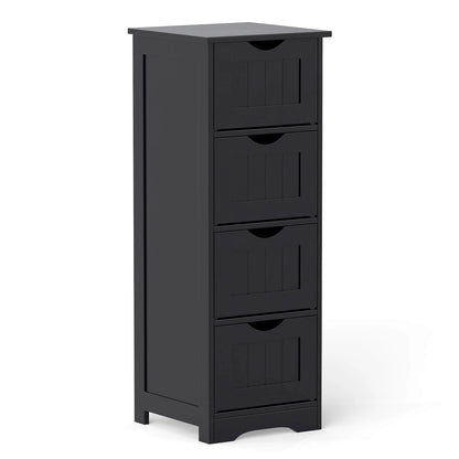 Costway 32.5'' Bathroom Floor Cabinet with Anti-tipping Device Freestanding Towel Cabinet Black