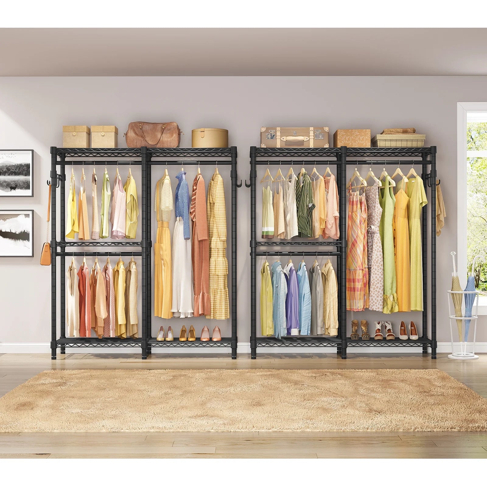 VIPEK V4 Garment Rack Bedroom Armoires Compact Freestanding Closet Storage Organizer, Portable Wardrobe Closet Heavy Duty Clothes Rack Metal Clothing Rack, Black