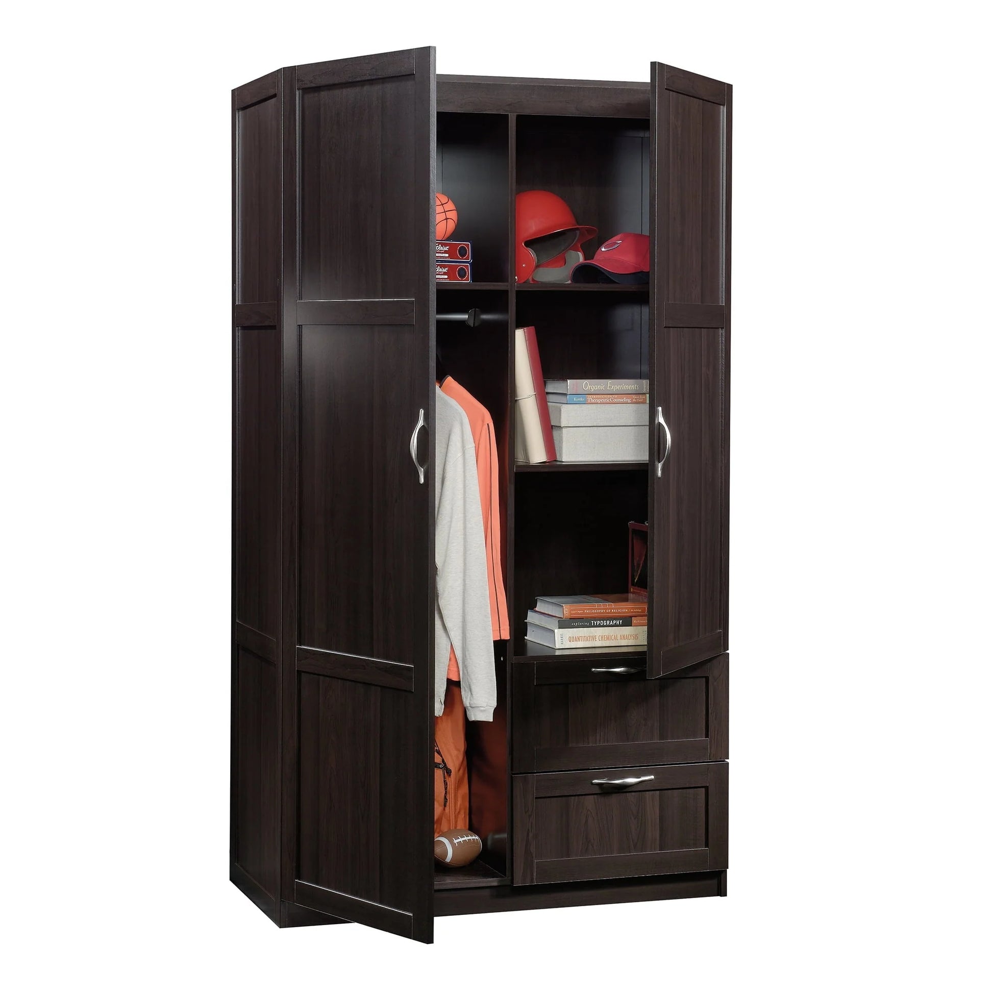 Sauder Wardrobe/Storage Cabinet, Cinnamon Cherry Finish