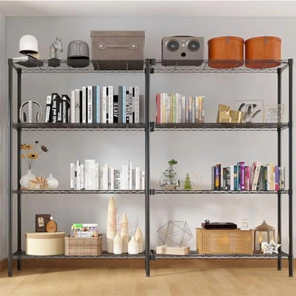 Tier Storage Shelves Standing Shelf Units NSF Wire Garage Organizer Heavy Duty Garage Shelving Unit L Shaped Clothes Rack for Corner Laundry Bathroom Kitchen Pantry Closet (Black, 4 Tire)