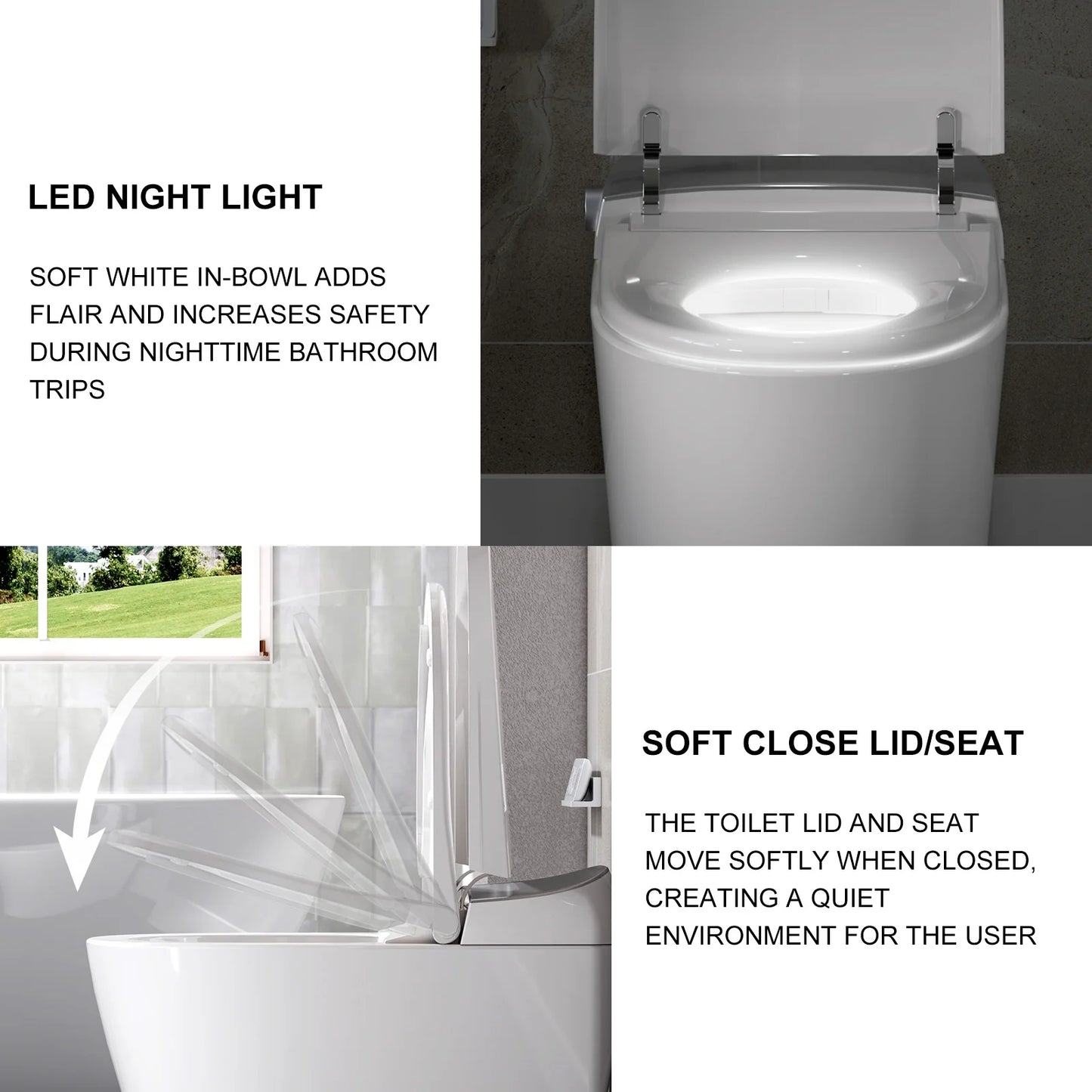 Bidet Smart Toilet with Heat Seat, Auto Flush, Dryer, LED Display T03 One Piece Elongated