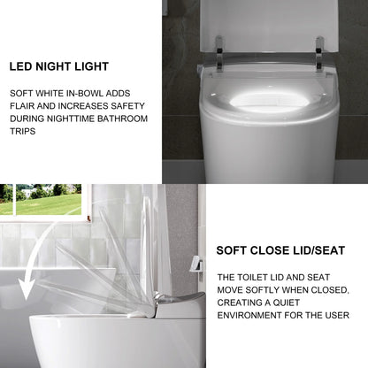 Bidet Smart Toilet with Heat Seat, Auto Flush, Dryer, LED Display T03 One Piece Elongated