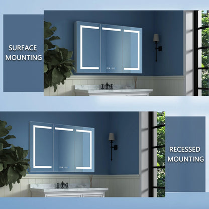 ExBrite LED Lighted Bathroom Medicine Cabinet with Mirror Recessed or Surface led Medicine Cabinet 48"x 32"
