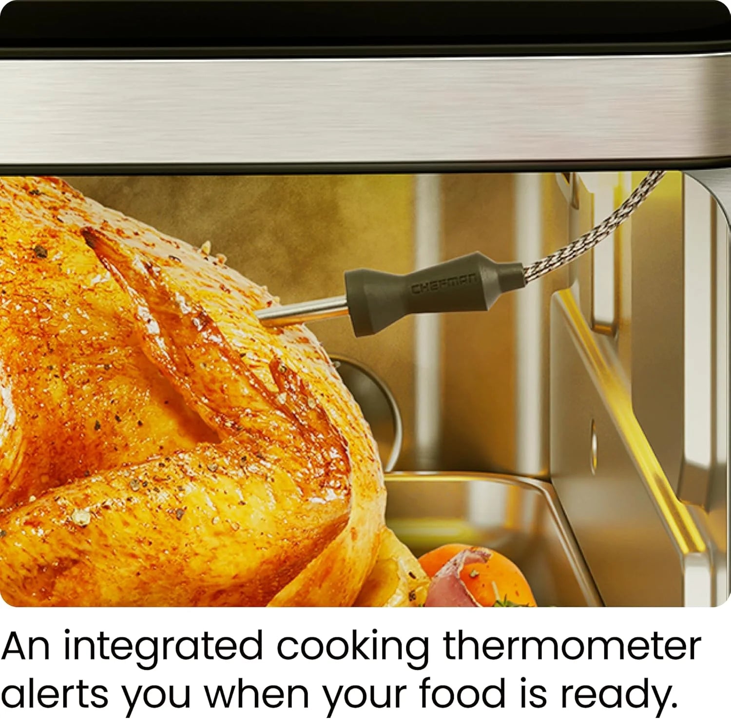 Chefman 12-in-1 Air Fryer Oven Combo w/Probe Thermometer, 20 Qt Capacity - Black Stainless Steel, New