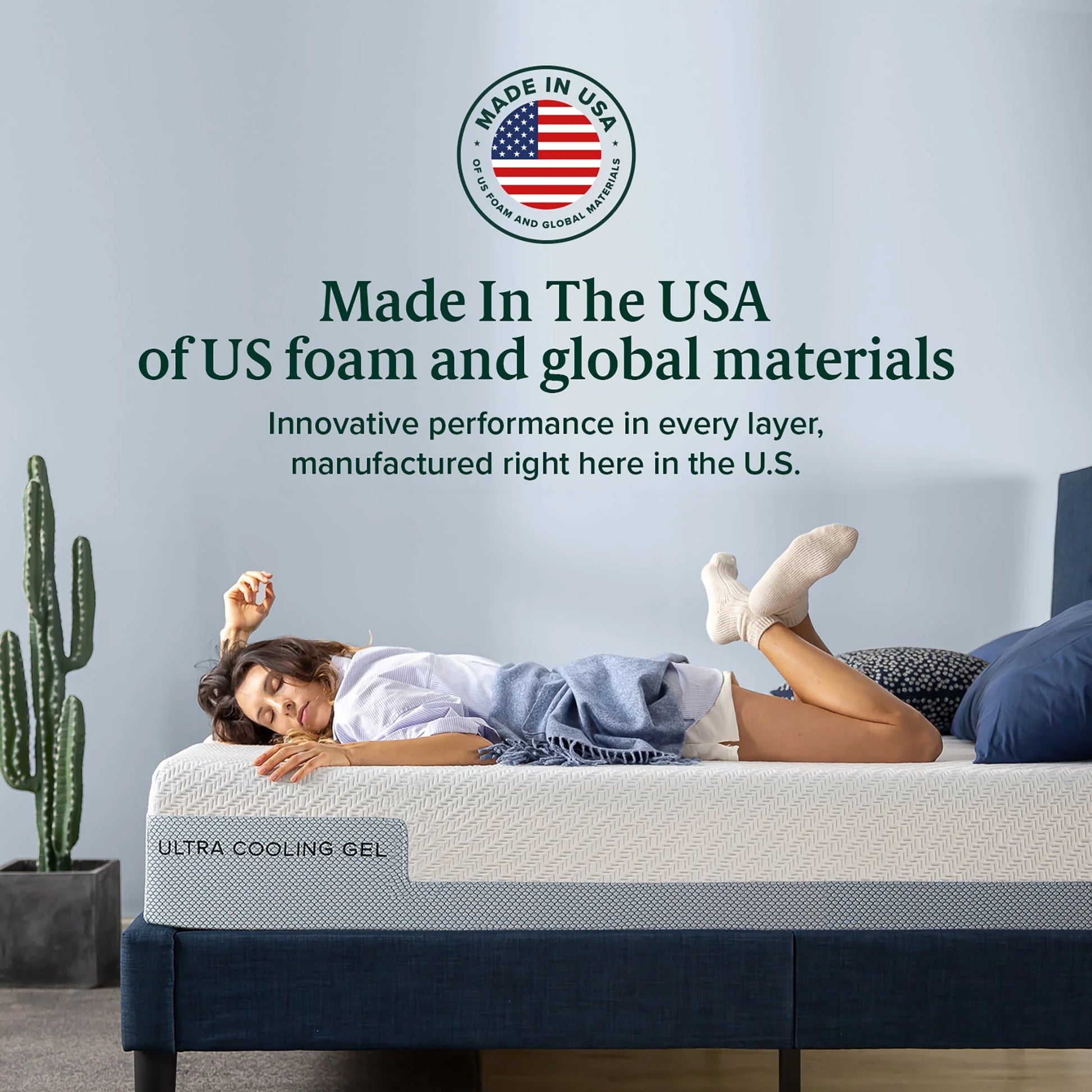 Zinus 8 Ultra Cooling Gel Memory Foam Mattress, Made in the USA of US Foam and Global Materials, Queen