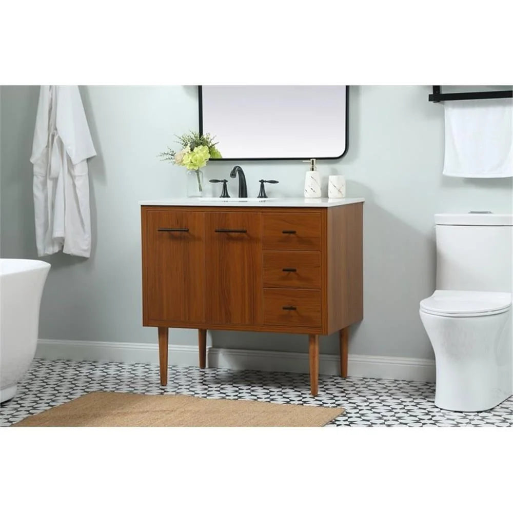 Elegant Kitchen and Bath 36 Inch Single Bathroom Vanity In Teak