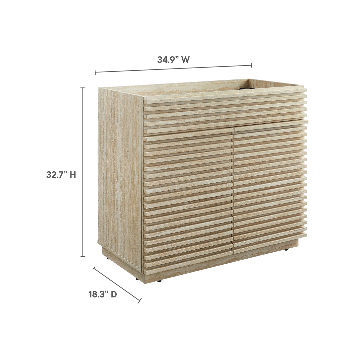 Modway Render 36" Faux Travertine Bathroom Vanity Cabinet (Sink Not Included) in Travertine