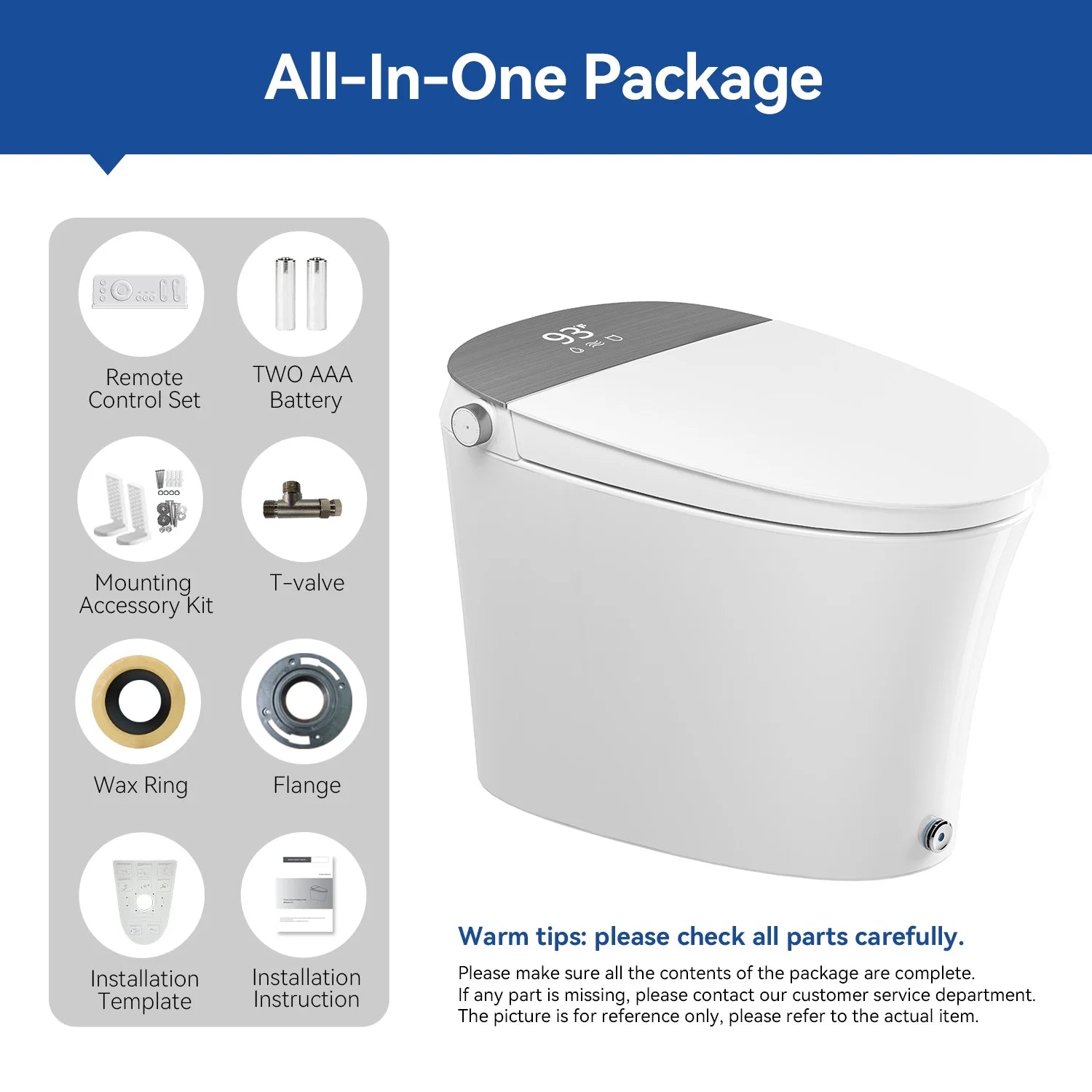 HOROW Smart Bidet Toilet Adjustable Cleaning , Heated Seat, No Water Pressure Limit, Auto Open/Close