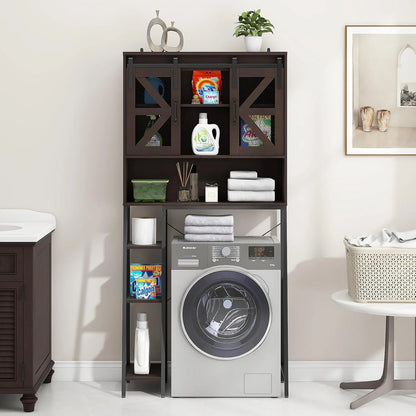 Vabches Over The Toilet Storage Cabinet with Toilet Paper Holder Stand, Above Toilet with Adjustable Shelf & 2 Doors