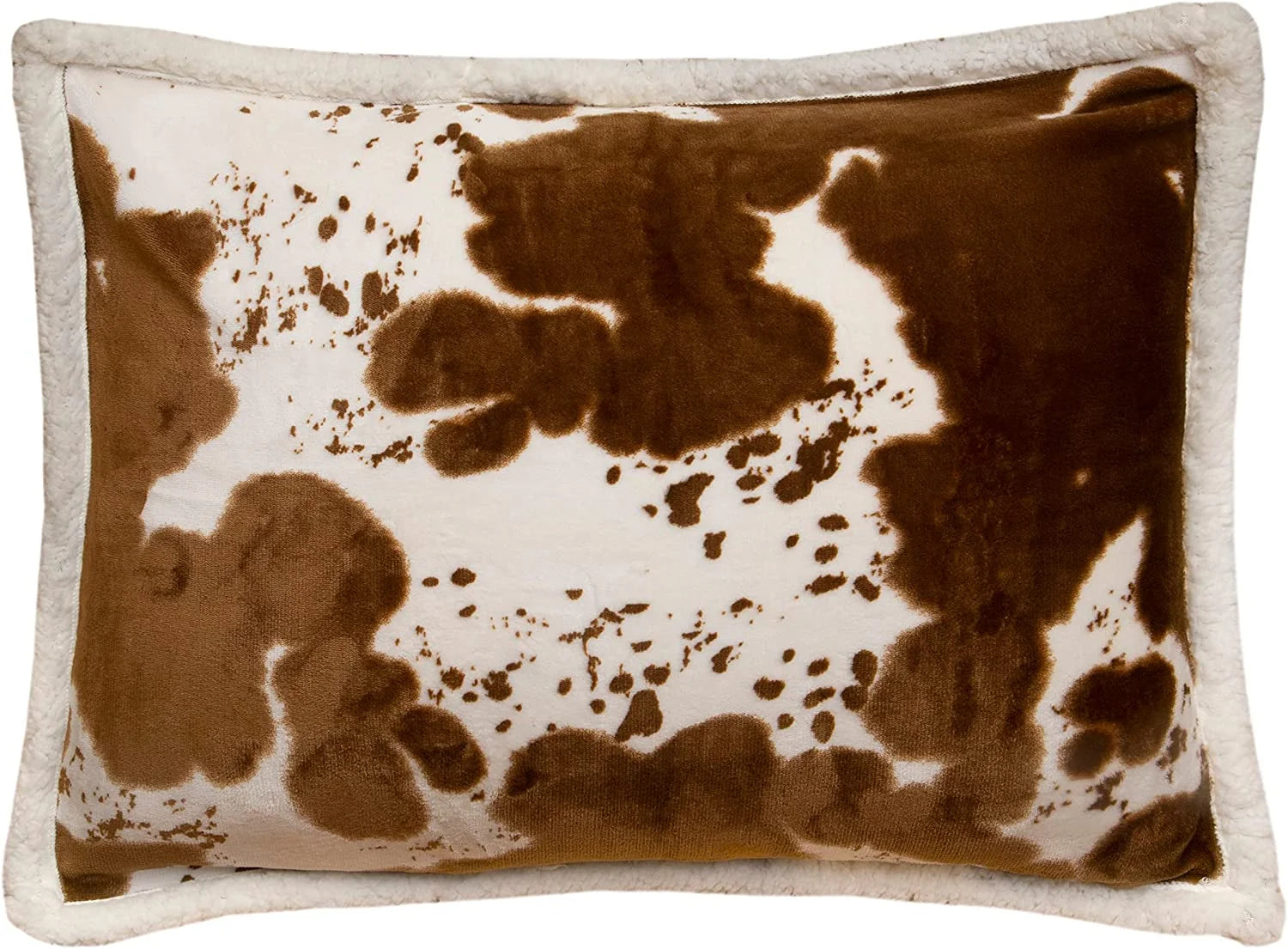 Linen Mart Cowhide Sherpa Plush Lodge Fleece Blanket - 2 Piece Set (Twin)