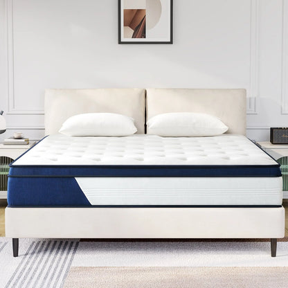 Queen Mattress 12" Madinog Medium Plush Innerspring Mattress Hybrid Pocket Spring Bed in a Box