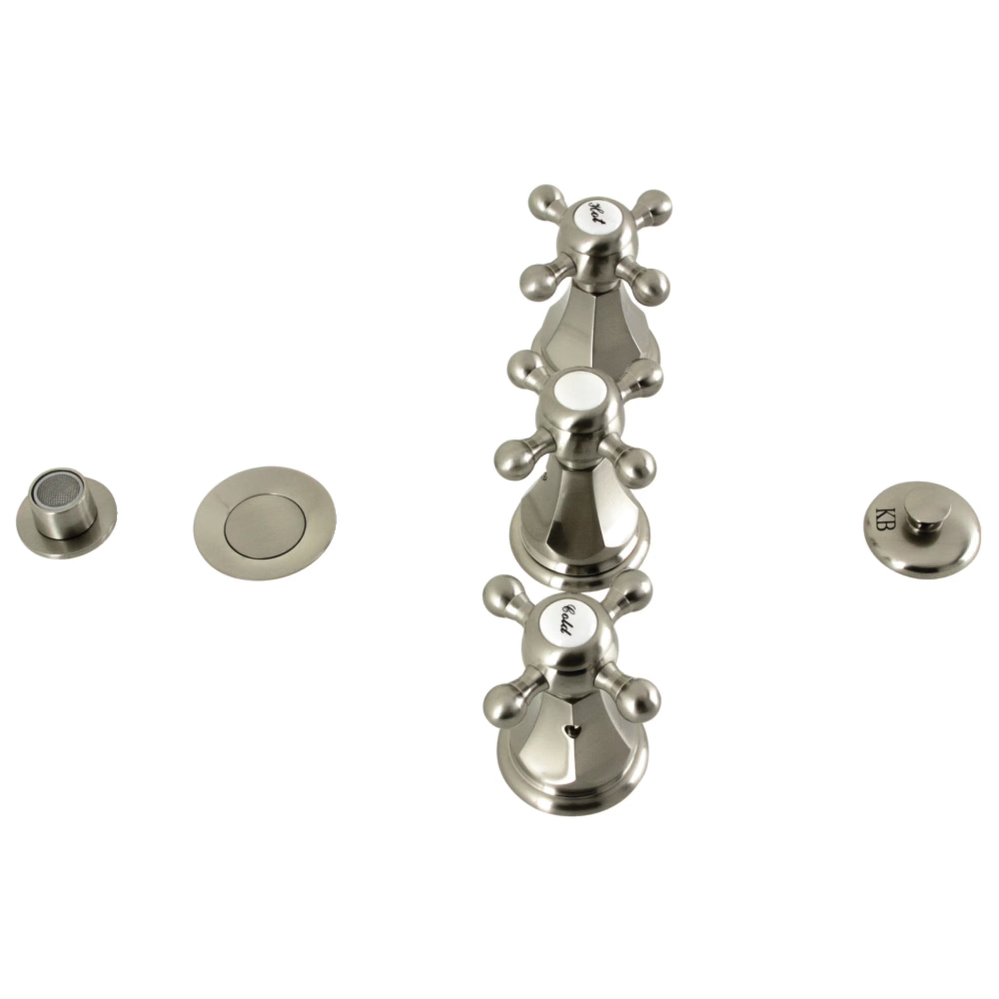 Kingston Brass KB320BX Metropolitan Three-Handle Bidet Faucet with Brass Pop-Up, Matte Black