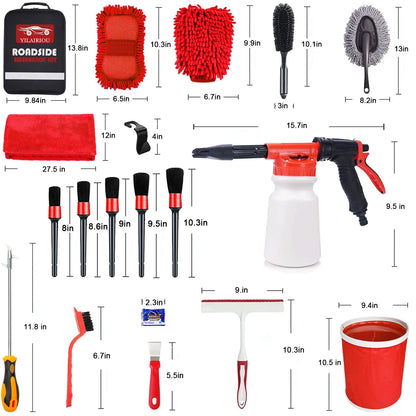 YILAIRIOU Car Wash Kit with Foam Gun - Car Wash Cleaning Kit with Wash Microfiber Sponge and Towels Tire Brush Collapsible Bucket Wash, Sprayers for Car Cleaning Gardens and Pets