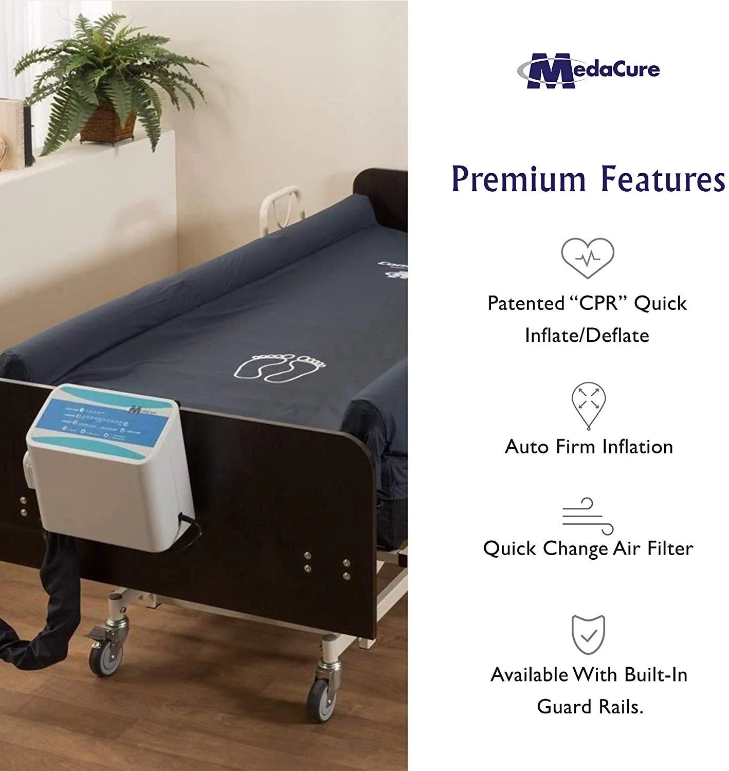 Medacure Alternating Pressure Air Mattress with Pump Included - Twin Size 80" x 36" x 8"