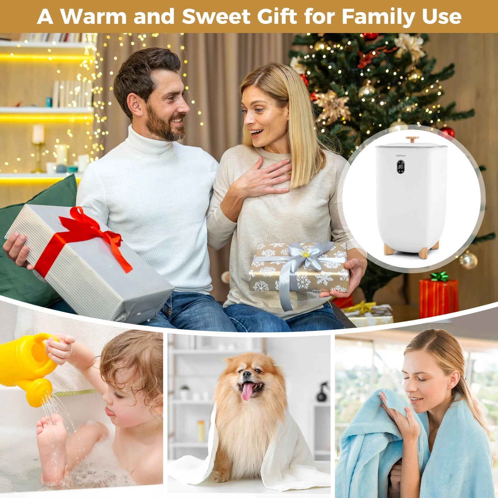 Costway 40L Large Towel Warmer for Bathroom with 2 Heat Levels Timer & Auto Shut off
