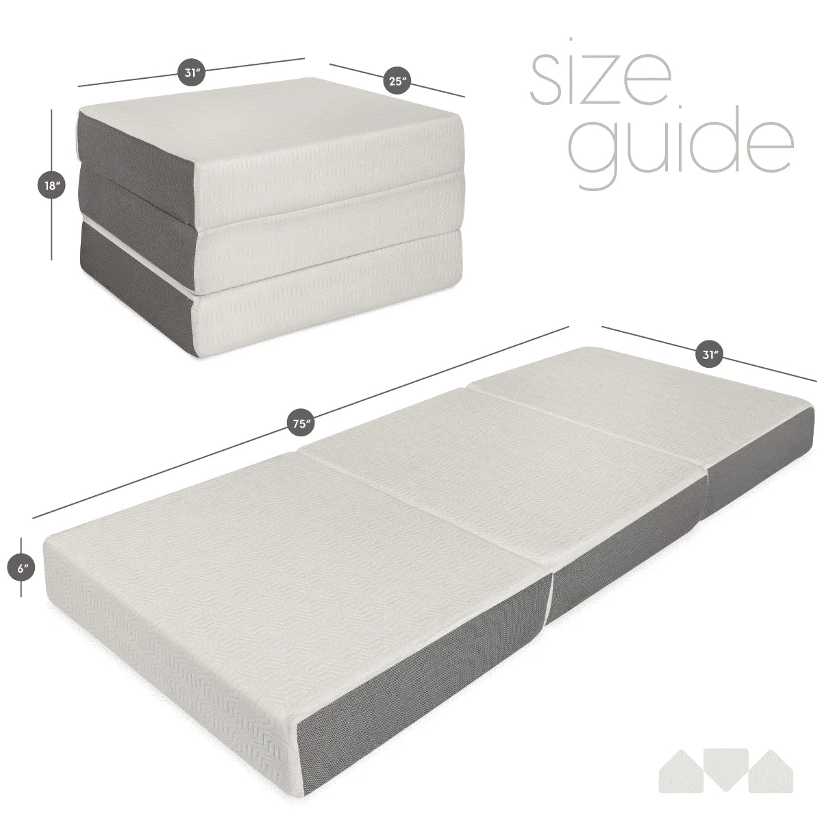 Milliard 6-Inch Memory Foam Tri Folding Mattress with Ultra Soft Removable Cover and Non-Slip Bottom (75 Inches x 31 Inches) Cot Size