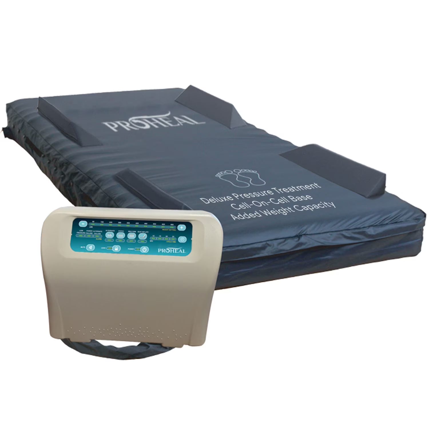 Proheal Bariatric Low Air Loss Alternating Pressure Air Mattress with 10" Dual Compressor, Pump, & Raised Rails - Stages I-IV - Bed Size: 36" x 80" Bed Thickness: 10/13"