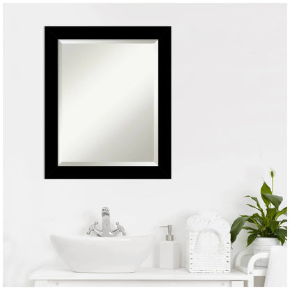 Amanti Art Brushed Black Beveled Bathroom Wall Mirror