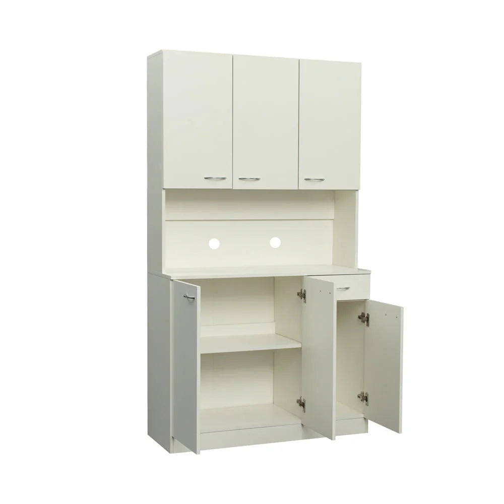 70.87" Tall Wardrobe & Kitchen Cabinet, Freestanding Storage Cabinet with 6 Doors, 1 Open Shelves and 1 Drawer, Kitchen Pantry Cabinet Buffet Sideboard Cabinet with 2 Cable Holes for Bedroom, White