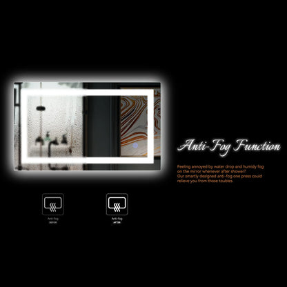 Zimtown Touch LED Bathroom Mirror Rectangle Light Strip Lighted Mirror 32x24 Silver