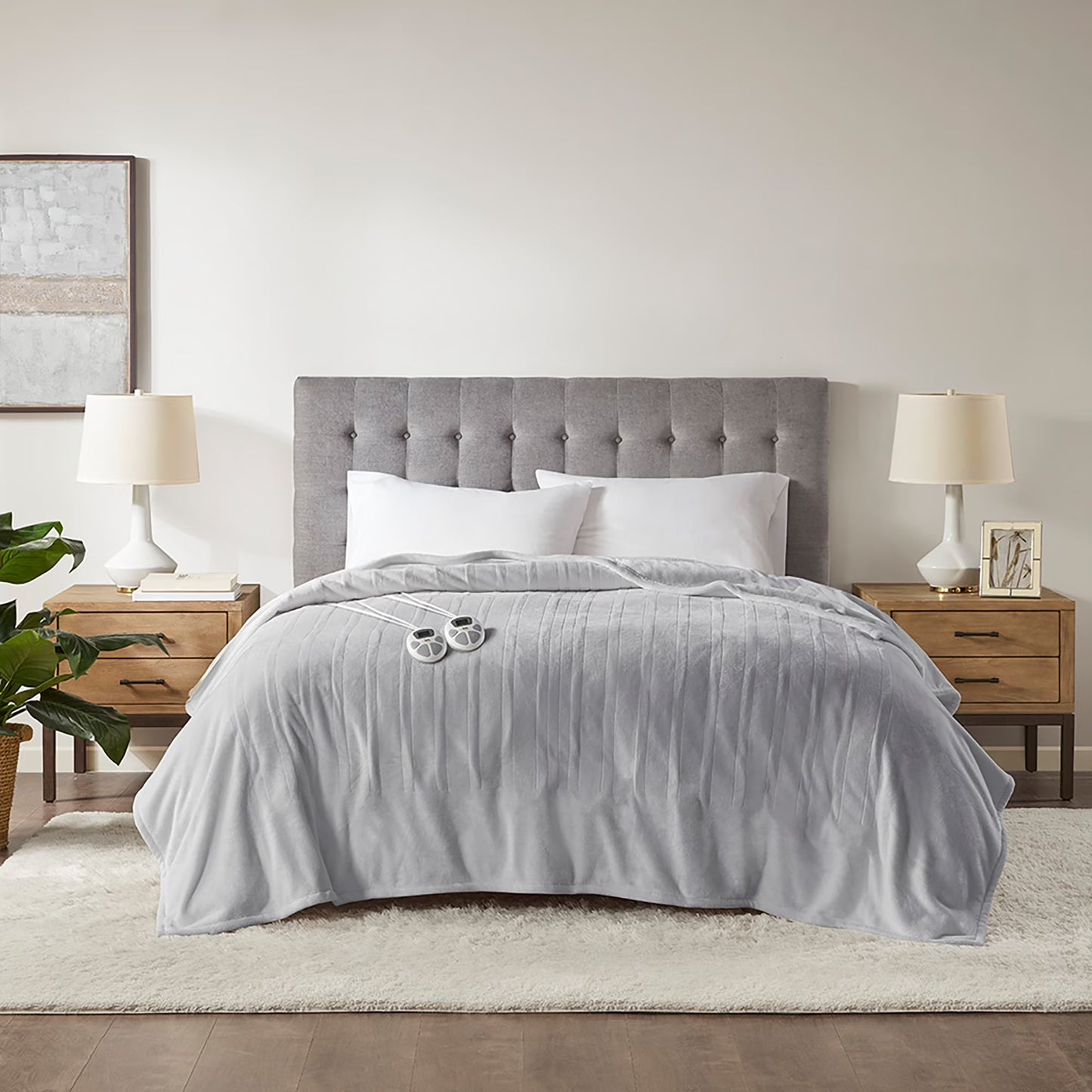 Serta Gray Polyester Electric Blanket, Queen